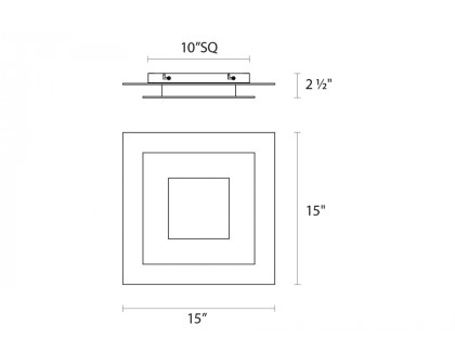 Sonneman Offset LED Surface Mount - 16", Square, 3000K