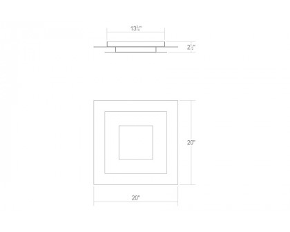 Sonneman Offset LED Surface Mount - 20", Square, 3000K