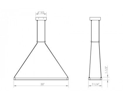 Sonneman Stix Rectangle LED Pendant - Bright Satin Aluminum, 30" x 6"