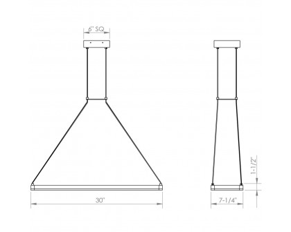 Sonneman Stix Rectangle LED Pendant - 30" x 6"