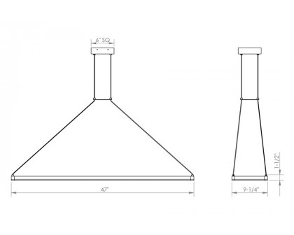 Sonneman Stix Rectangle LED Pendant - Bright Satin Aluminum, 47" x 9"