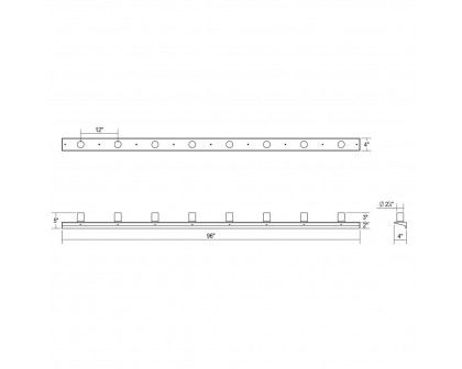 Sonneman Votives LED Wall Bar - 8', 3" height x 2.25" diameter