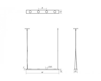 Sonneman Votives LED Bar Pendant - Satin White, 3", .25" height x 2.25" diameter