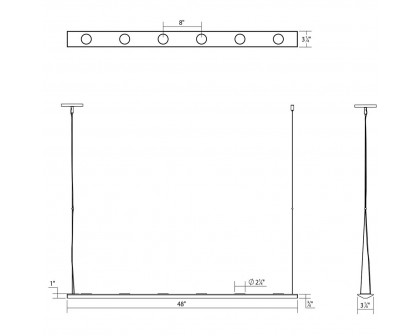 Sonneman Votives LED Bar Pendant - 4', .25" height x 2.25" diameter