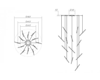 Sonneman Ballet LED Chandelier - Bright Satin Aluminum, 13-Light, Swag