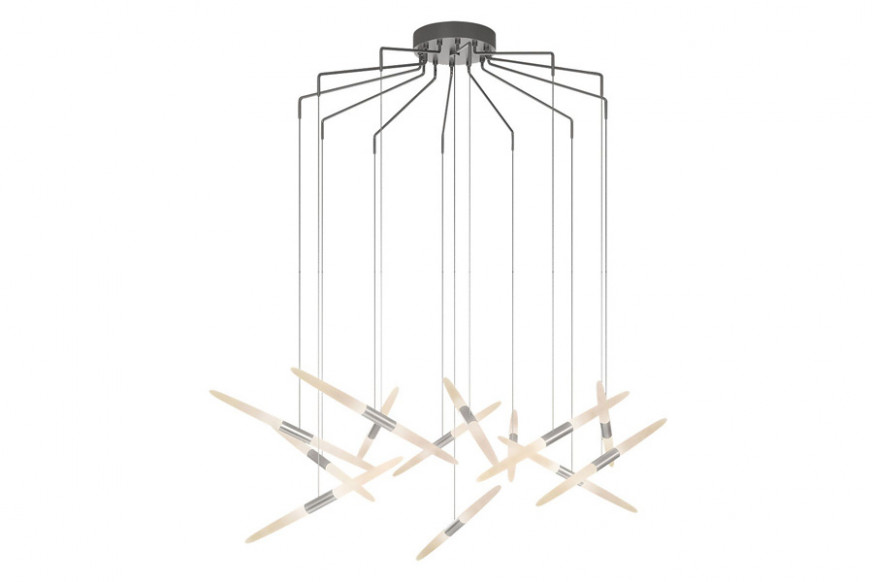 Sonneman™ Ballet LED Chandelier - Bright Satin Aluminum, 13-Light, Spreader