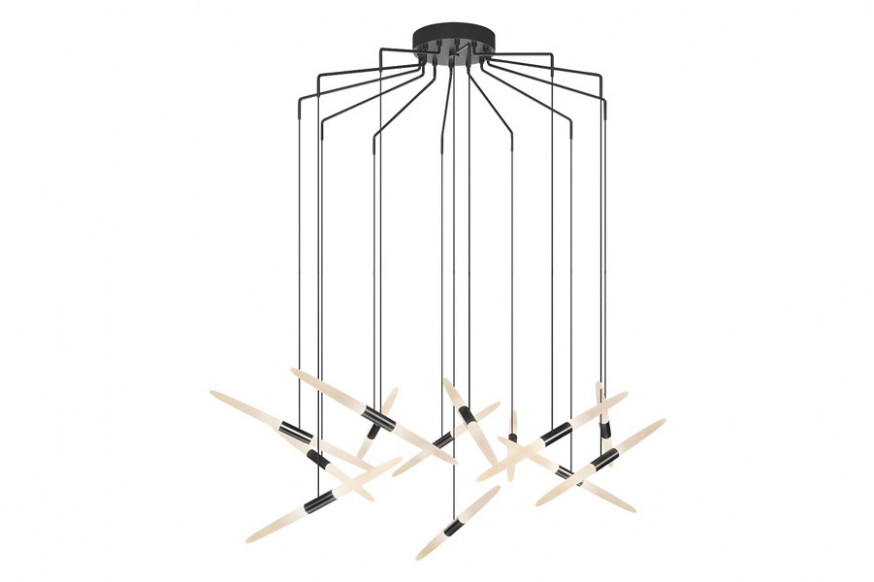 Sonneman™ Ballet LED Chandelier - Satin Black, 13-Light, Spreader