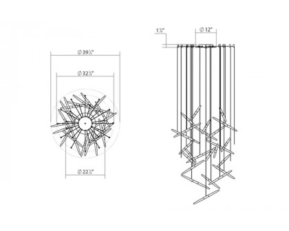 Sonneman Ballet LED Chandelier - Bright Satin Aluminum, 24-Light, Swag