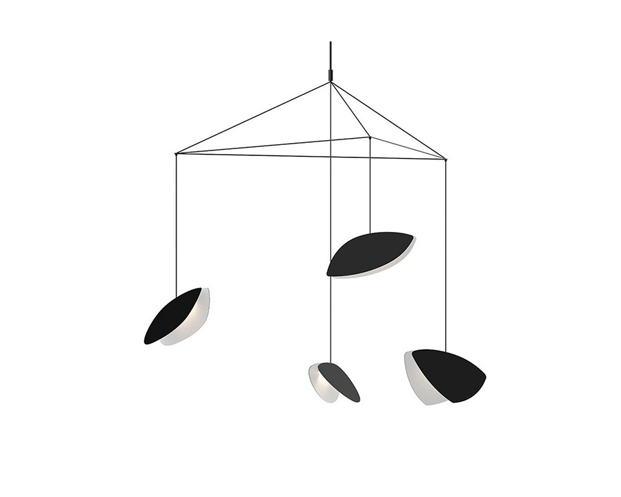 Sonneman Papillons LED Chandelier - Satin Black Shade , 4-Light Large