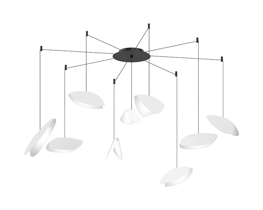 Sonneman Papillons LED Chandelier - Satin White Shade, 9-Light Swag