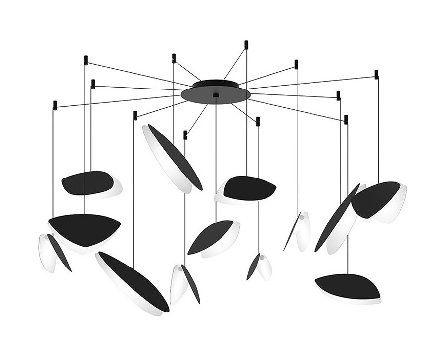 Sonneman Papillons LED Chandelier - Satin Black Shade , 13-Light Swag