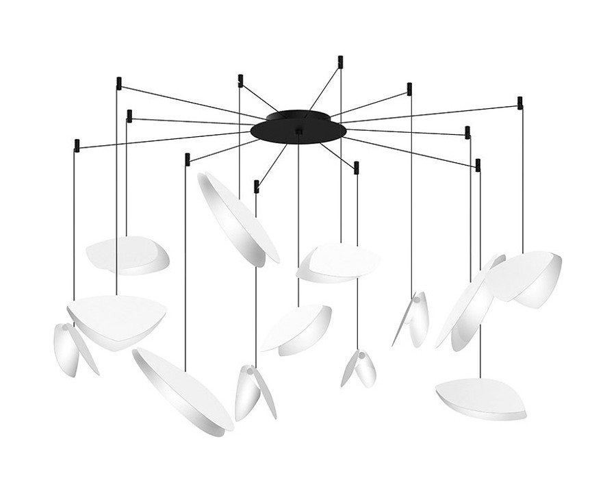 Sonneman Papillons LED Chandelier - Satin White Shade, 13-Light Swag