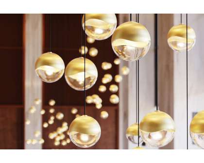 Sonneman Grapes LED Single Pendant - Brass Finish, Single Large, Micro-Dome Canopy