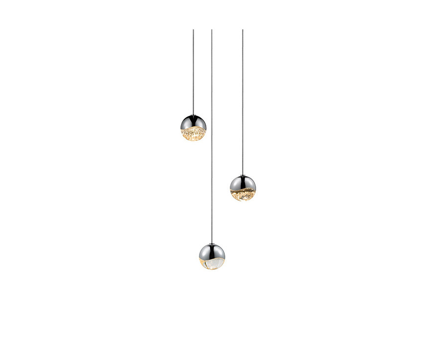 Sonneman Grapes LED Chandelier - Polished Chrome, 3-Light Small, Round Canopy