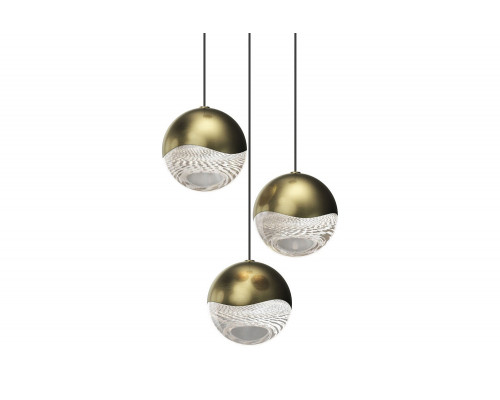 Sonneman Grapes LED Chandelier - Brass Finish, 3-Light Large, Round Canopy