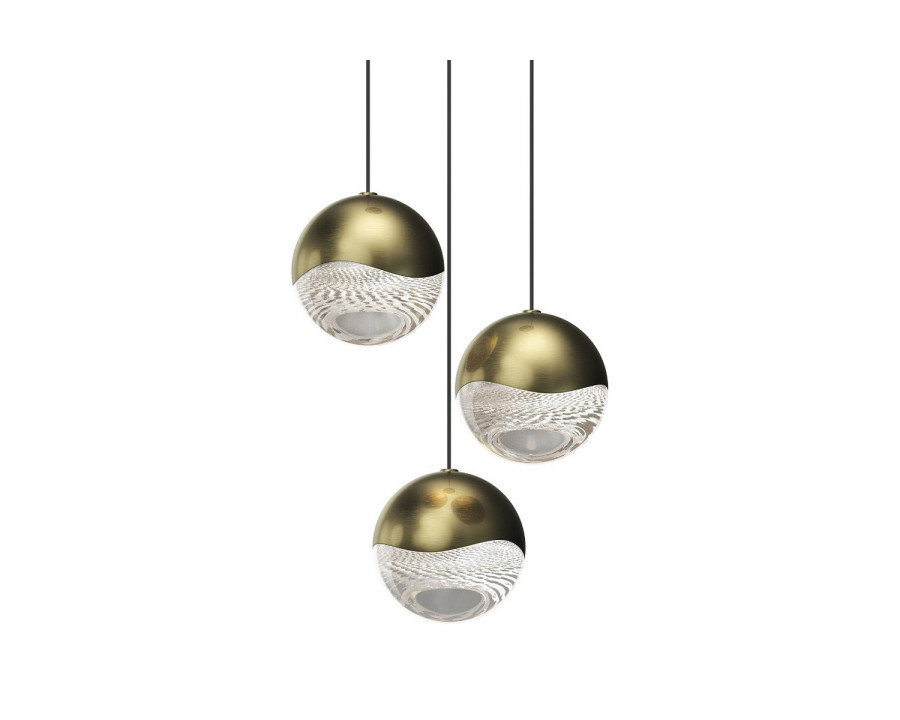 Sonneman Grapes LED Chandelier - Brass Finish, 3-Light Large, Round Canopy