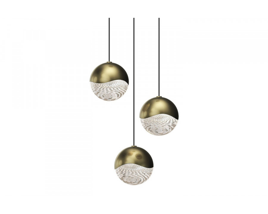 Sonneman Grapes LED Chandelier - Brass Finish, 3-Light Medium, Round Canopy