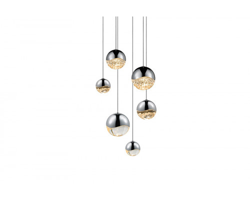 Sonneman Grapes LED Chandelier - Polished Chrome, 6-Light Assorted, Round Canopy