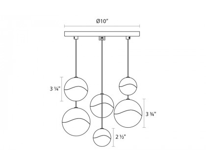 Sonneman Grapes LED Chandelier - Polished Chrome, 6-Light Assorted, Round Canopy