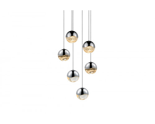 Sonneman Grapes LED Chandelier - Polished Chrome, 6-Light Medium, Round Canopy