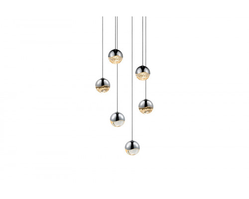 Sonneman Grapes LED Chandelier - Polished Chrome, 6-Light Small, Round Canopy