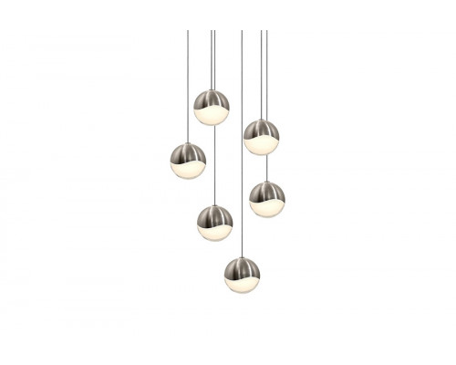 Sonneman Grapes LED Chandelier - Satin Nickel, 6-Light Medium, Round Canopy