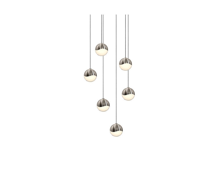 Sonneman Grapes LED Chandelier - Satin Nickel, 6-Light Small, Round Canopy