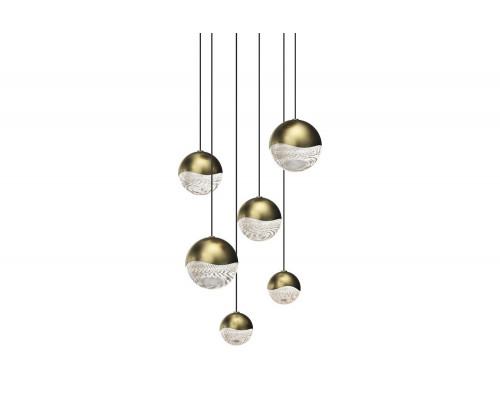 Sonneman Grapes LED Chandelier - Brass Finish, 6-Light Assorted, Round Canopy