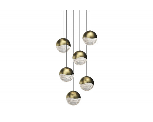 Sonneman Grapes LED Chandelier - Brass Finish, 6-Light Large, Round Canopy