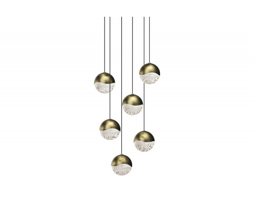 Sonneman Grapes LED Chandelier - Brass Finish, 6-Light Medium, Round Canopy