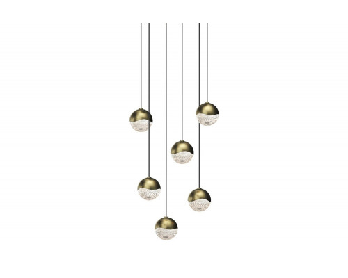 Sonneman Grapes LED Chandelier - Brass Finish, 6-Light Small, Round Canopy