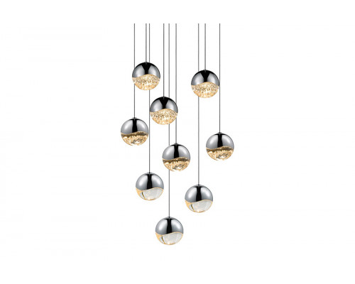 Sonneman Grapes LED Chandelier - Polished Chrome, 9-Light Medium, Round Canopy