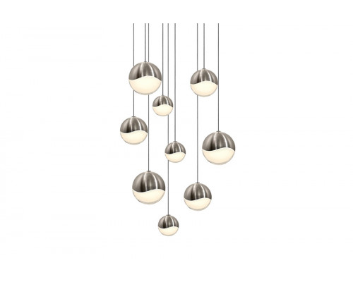 Sonneman Grapes LED Chandelier - Satin Nickel, 9-Light Assorted, Round Canopy