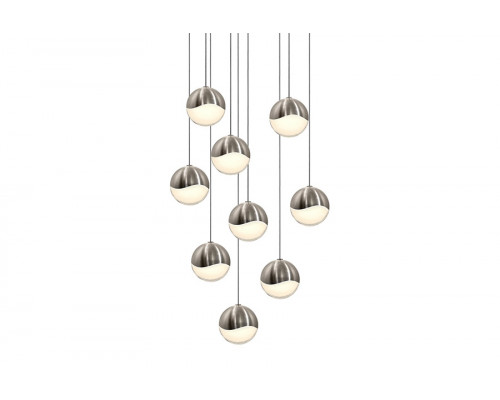 Sonneman Grapes LED Chandelier - Satin Nickel, 9-Light Medium, Round Canopy