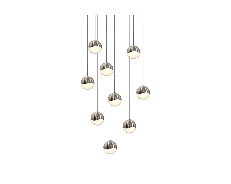 Sonneman Grapes LED Chandelier - Satin Nickel, 9-Light Small, Round Canopy