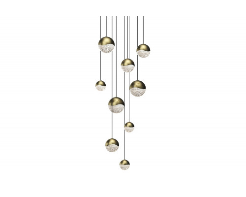 Sonneman Grapes LED Chandelier - Brass Finish, 9-Light Assorted, Round Canopy