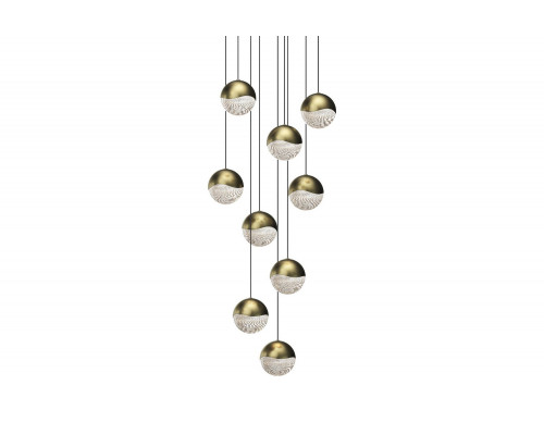 Sonneman Grapes LED Chandelier - Brass Finish, 9-Light Large, Round Canopy