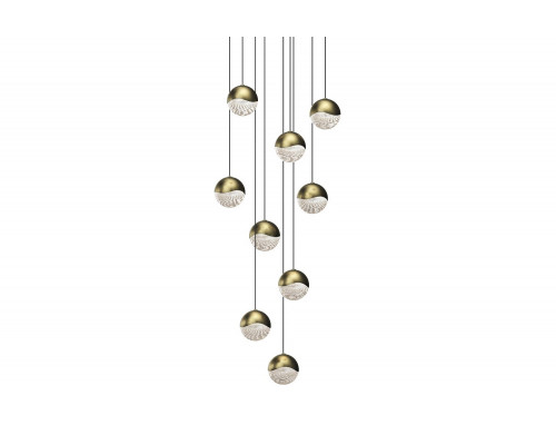 Sonneman Grapes LED Chandelier - Brass Finish, 9-Light Medium, Round Canopy