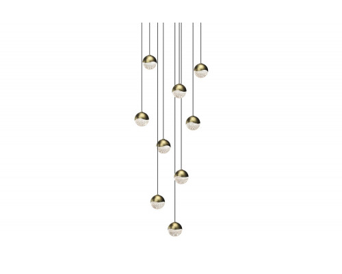 Sonneman Grapes LED Chandelier - Brass Finish, 9-Light Small, Round Canopy