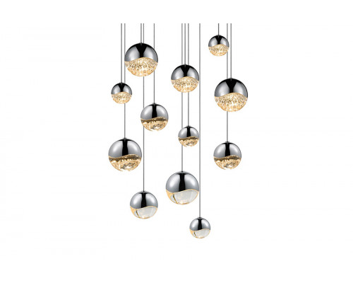 Sonneman Grapes LED Chandelier - Polished Chrome, 12-Light Assorted, Round Canopy