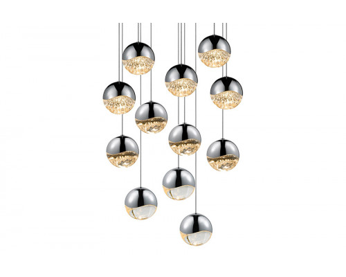 Sonneman Grapes LED Chandelier - Polished Chrome, 12-Light Large, Round Canopy