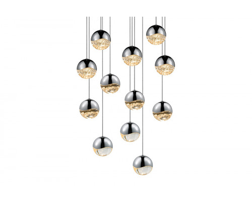 Sonneman Grapes LED Chandelier - Polished Chrome, 12-Light Medium, Round Canopy