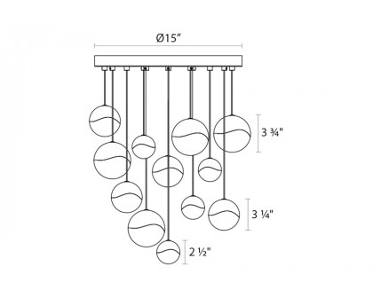 Sonneman Grapes LED Chandelier - Polished Chrome, 12-Light Medium, Round Canopy