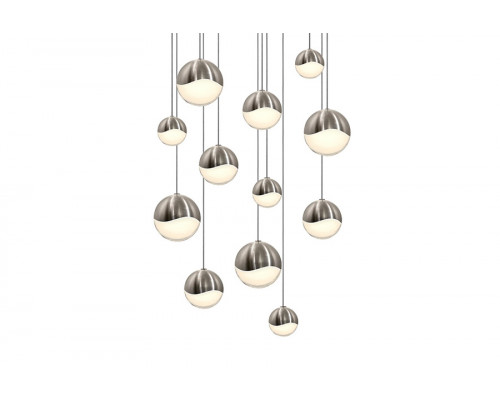 Sonneman Grapes LED Chandelier - Satin Nickel, 12-Light Assorted, Round Canopy