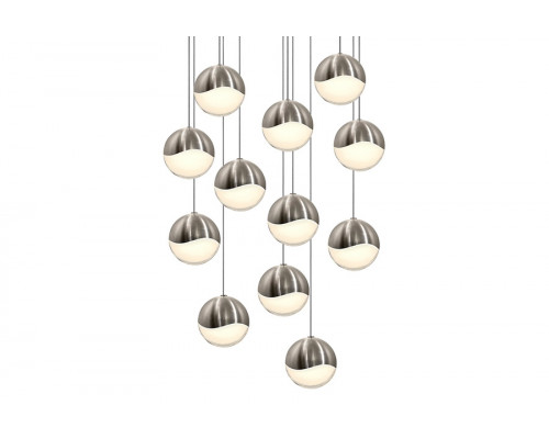 Sonneman Grapes LED Chandelier - Satin Nickel, 12-Light Large, Round Canopy