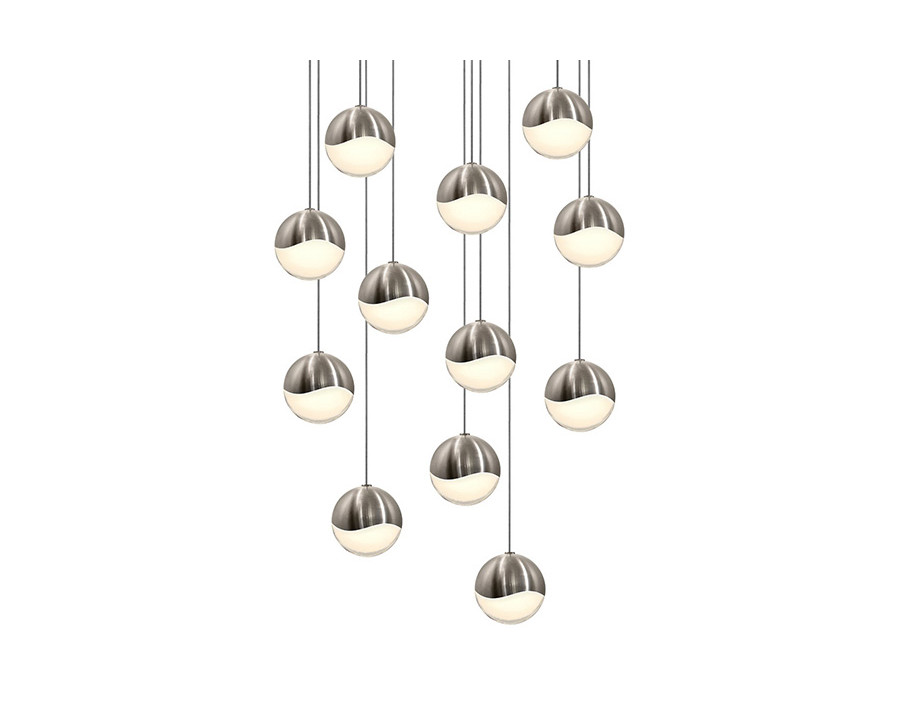 Sonneman Grapes LED Chandelier - Satin Nickel, 12-Light Medium, Round Canopy