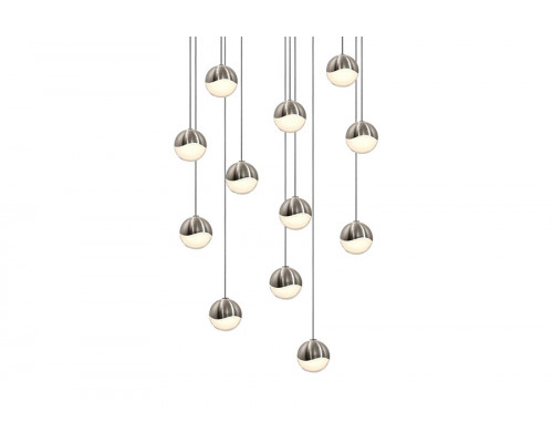 Sonneman Grapes LED Chandelier - Satin Nickel, 12-Light Small, Round Canopy