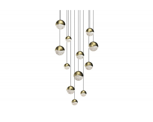 Sonneman Grapes LED Chandelier - Brass Finish, 12-Light Assorted, Round Canopy