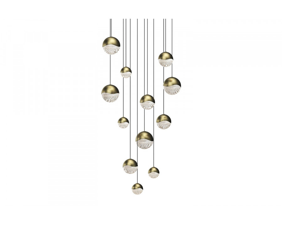 Sonneman Grapes LED Chandelier - Brass Finish, 12-Light Assorted, Round Canopy