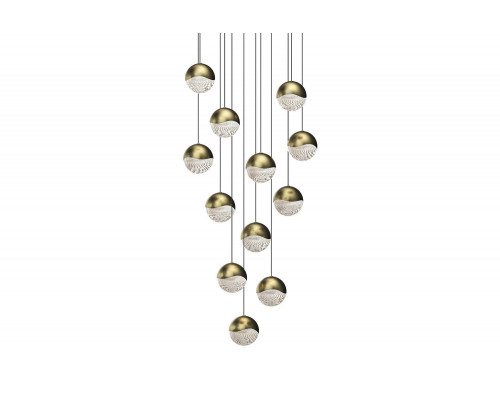 Sonneman Grapes LED Chandelier - Brass Finish, 12-Light Large, Round Canopy